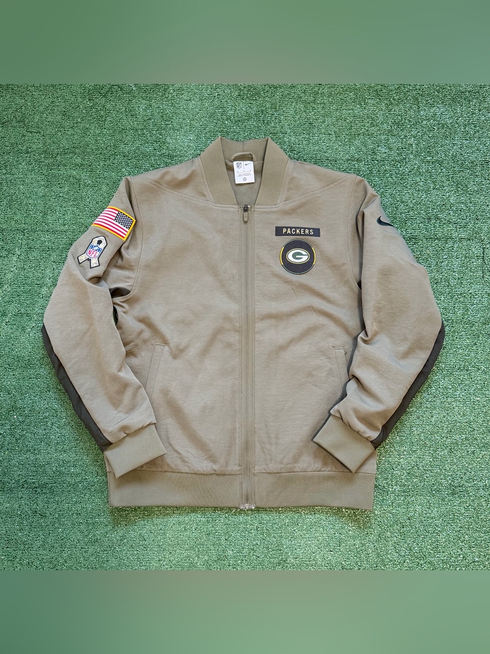 Green Bay Packers Nike NFL Salute to Service Full Zip Bomber Jacket Men Med NWOT